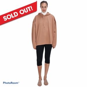 Zara Sweater Hoodie With Slogan Print Brown